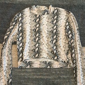 Snake skin mid cutout top